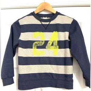 Gymboree Navy and Gray Striped Sweatshirt with Yellow Number
